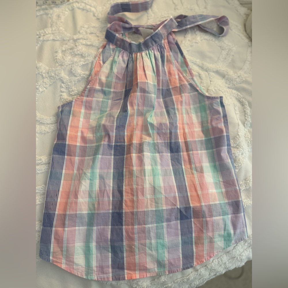 J. Crew Multicolor Plaid Halter Top